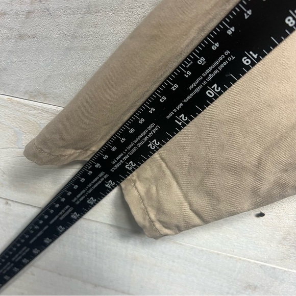 Orvis Shirt Dress Large Beige Long Sleeve Midi Half Button Pintuck Pockets USA - Picture 9 of 10